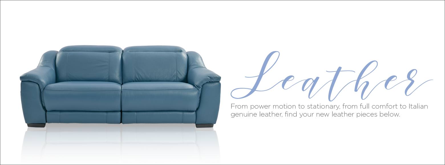 From power motion to stationary, from full comfort to Italian genuine leather, find your new leather pieces below.