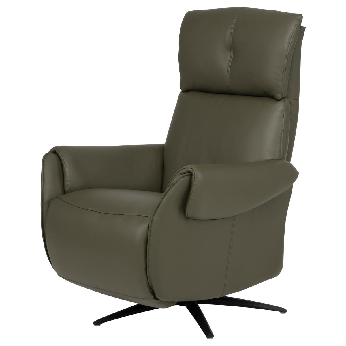 Torrence Green Leather Power Swivel Recliner w/Massage